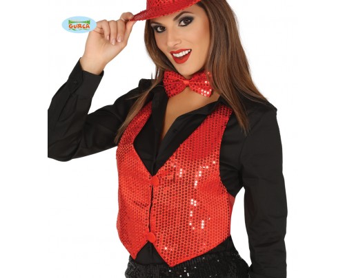 GILET DONNA IN PAILLETTES ROSSO