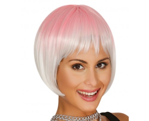 PARRUCCA A CASCHETTO ROSA E BIANCO SFUMATO