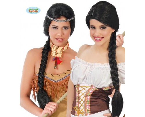PARRUCCA NERA CON TRECCIA LUNCA